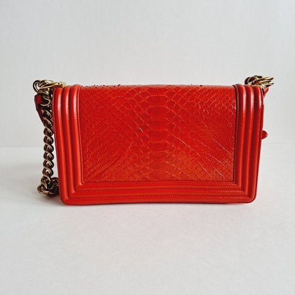 Chanel Red Python Medium Boy Flap Bag - Picture 6 of 16